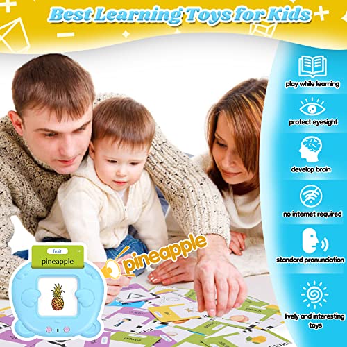 Elekin Talking Flash Cards for Toddlers 224 Words,Early Education Toys for 1 2 3 4 5 6 Year Old Boys Girls,Birthday Gifts for Kids,Autism Sensory Toys, Best Learning Toys Gift for Kids(Blue)