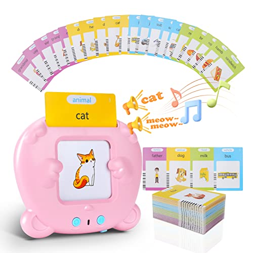 Talking Flash Cards Early Educational Learning Toys for 2 3 4 5 6 Year Old Boys 112 Cards 224 Words Electronic Interactive Preschool Reading Spelling Games for Toddlers Birthday Easter Gifts for Kids
