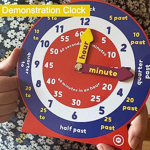 Temple Lodge Early Learning Educational Teaching Clock with Moveable Hands and Magnetic Back. Helps Children Learn to tell the Time, for Classrooms and Home Learning