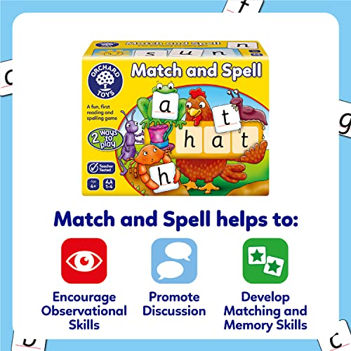 Orchard Toys Match and Spell Game for Sight Words, Reading & Literacy Skills, Educational Board Games for Kids, Spelling Word Games with Flash Cards, Phonics, Alphabet & Learning Toys for Ages 4+