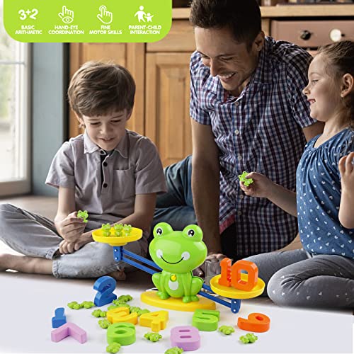 GILOBABY Balance Math Game Toys for Kids Toddlers, Educational STEM Toy 18 Month+, Counting Game Gift Toys for 3-9 Years Old Boys Girls, Children Mathematics Developmental Toy, Frog &Card &Numbers