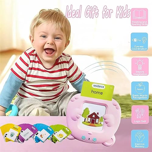 Topfree Toddler Toys for 2 3 4 5 Year Old Boys and Girls Talking Flash Cards 224 Sight Words Autism Sensory Toys Speech Therapy Toys Montessori Toys Learning Toys (Pink)