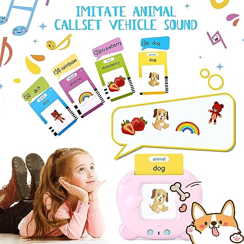 Topfree Toddler Toys for 2 3 4 5 Year Old Boys and Girls Talking Flash Cards 224 Sight Words Autism Sensory Toys Speech Therapy Toys Montessori Toys Learning Toys (Pink)