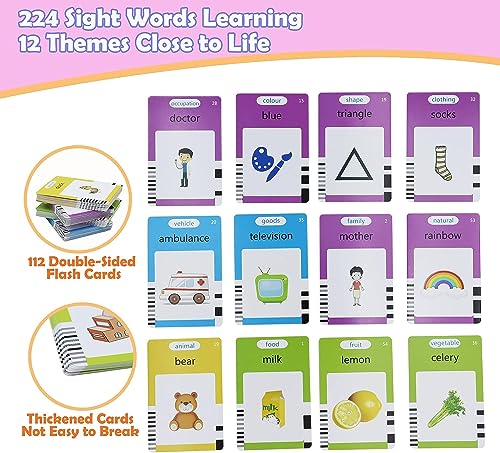 Topfree Toddler Toys for 2 3 4 5 Year Old Boys and Girls Talking Flash Cards 224 Sight Words Autism Sensory Toys Speech Therapy Toys Montessori Toys Learning Toys (Pink)