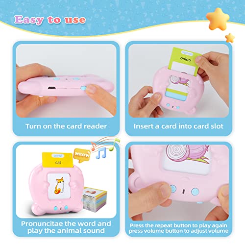 Talking Flash Cards Early Educational Learning Toys for 2 3 4 5 6 Year Old Boys 112 Cards 224 Words Electronic Interactive Preschool Reading Spelling Games for Toddlers Birthday Easter Gifts for Kids