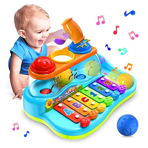 Yerloa Baby Xylophone with Balls Hammer, Musical Toys 6 12 Months , Kids Educational Toys Gifts for 1 2 3 Year Olds Girls Boys