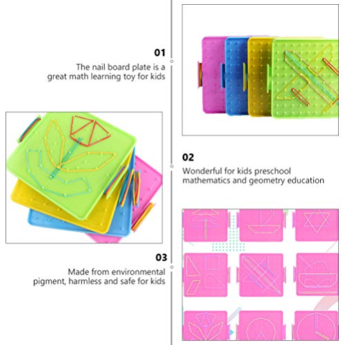NUOBESTY 1 Set Colorful Geoboard Plastic Array Block Geo Board Mathematical Manipulative Board Graphical Educational Toys for Kid Student Adult(14cm)