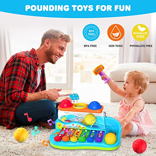 Yerloa Baby Xylophone with Balls Hammer, Musical Toys 6 12 Months , Kids Educational Toys Gifts for 1 2 3 Year Olds Girls Boys