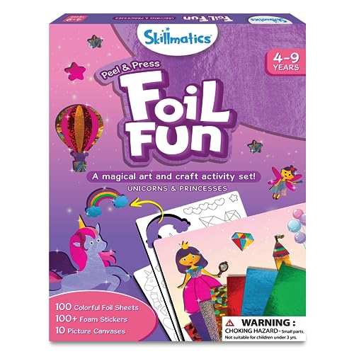 Skillmatics Art & Craft Activity - Foil Fun Unicorns & Princesses, No Mess Art for Kids, Craft Kits, DIY Activity, Gifts for Ages 4 to 9