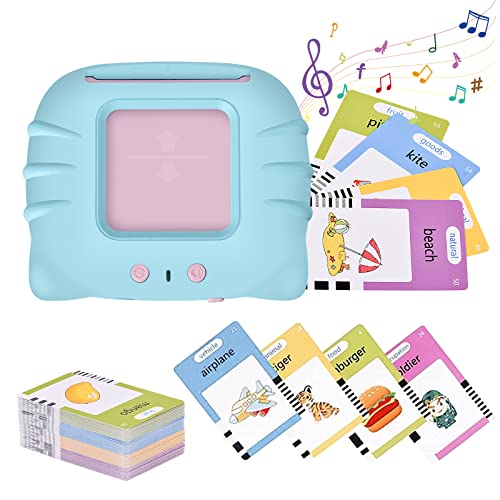 Talking Flash Cards, Speech Therapy Toys 2-6 Years, Electronic Learning Education Toys for Toddler - 112 Sheets, Blue