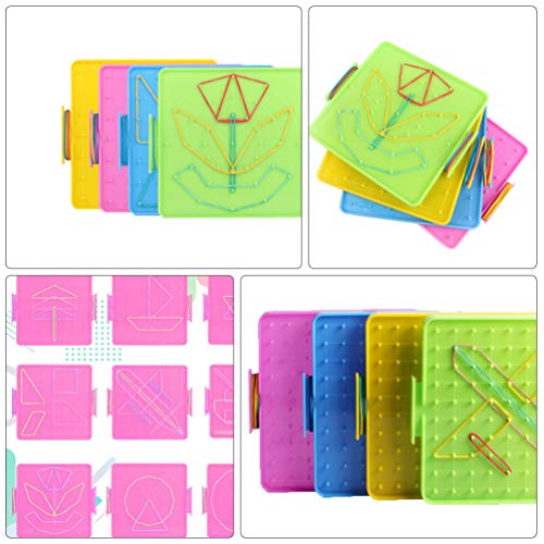 NUOBESTY 1 Set Colorful Geoboard Plastic Array Block Geo Board Mathematical Manipulative Board Graphical Educational Toys for Kid Student Adult(14cm)