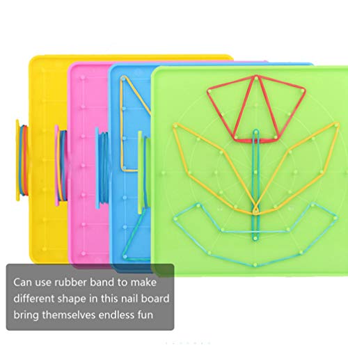 NUOBESTY 1 Set Colorful Geoboard Plastic Array Block Geo Board Mathematical Manipulative Board Graphical Educational Toys for Kid Student Adult(14cm)