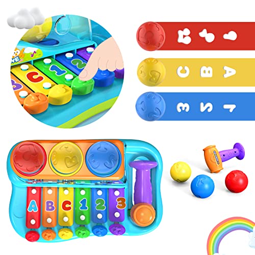 Yerloa Baby Xylophone with Balls Hammer, Musical Toys 6 12 Months , Kids Educational Toys Gifts for 1 2 3 Year Olds Girls Boys
