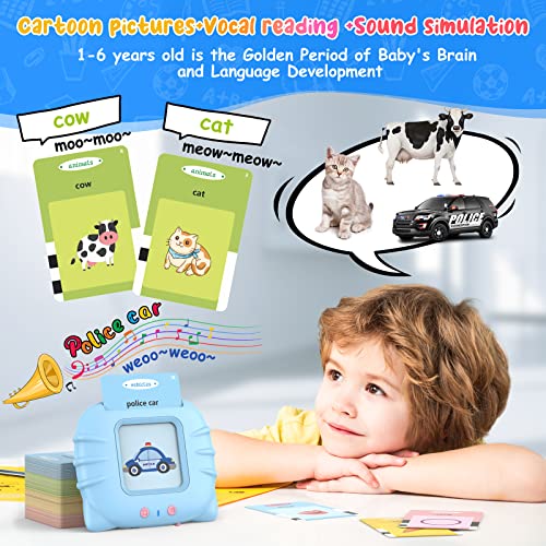 Toddler Talking Flash Cards Learning Toys for 1-6 Years, Preschool Learning Toys for Toddlers, 112 Pcs FlashCards 224 Words, Best Learning Gift for Your Kids,Pink