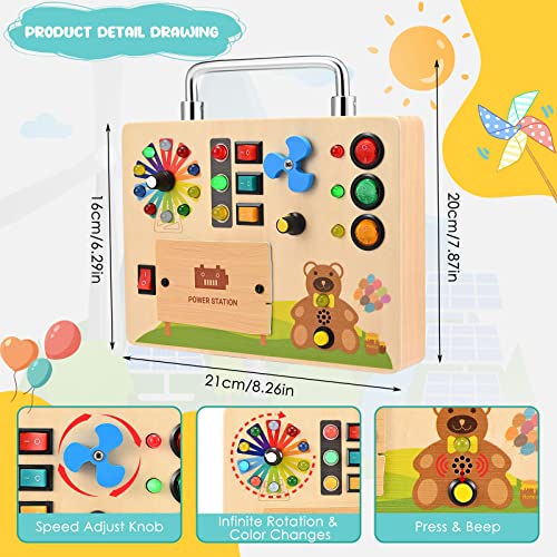 KKTECT Montessori Toys LED Busy Board 1 year old Color Awareness Board LED Light Switch Board Early Education Tools Sensory Board Toy Handmade Toy Gift Travel Toys for girls and boys (L)