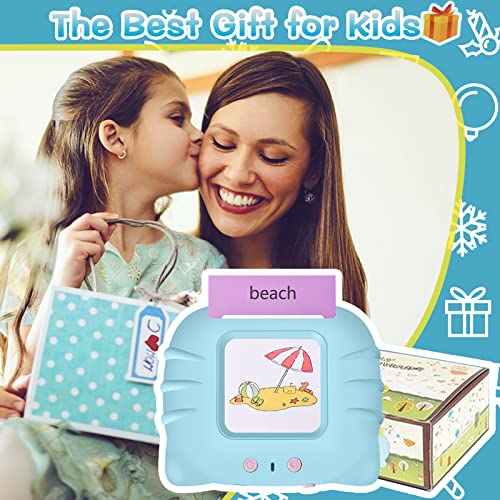 Talking Flash Cards, Speech Therapy Toys 2-6 Years, Electronic Learning Education Toys for Toddler - 112 Sheets, Blue