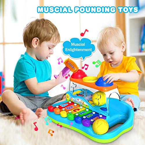 Yerloa Baby Xylophone with Balls Hammer, Musical Toys 6 12 Months , Kids Educational Toys Gifts for 1 2 3 Year Olds Girls Boys