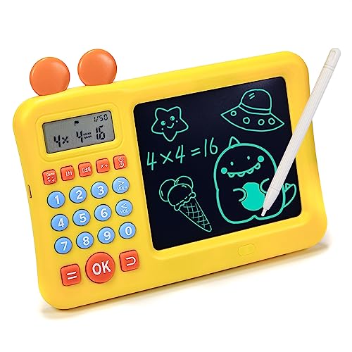 Toddler Math Games Learning Educational Toys Gifts for 4 5 6 7 8 9 Year Old Boys and Girls Kids, Number Calculate Training Machine & LCD Drawing Scribble Boards Montessori Toy for KS 1 2 3