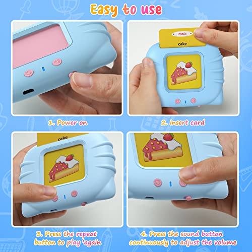 Toddler Talking Flash Cards Learning Toys for 1-6 Years, Preschool Learning Toys for Toddlers, 112 Pcs FlashCards 224 Words, Best Learning Gift for Your Kids,Pink