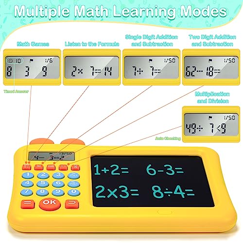 Toddler Math Games Learning Educational Toys Gifts for 4 5 6 7 8 9 Year Old Boys and Girls Kids, Number Calculate Training Machine & LCD Drawing Scribble Boards Montessori Toy for KS 1 2 3