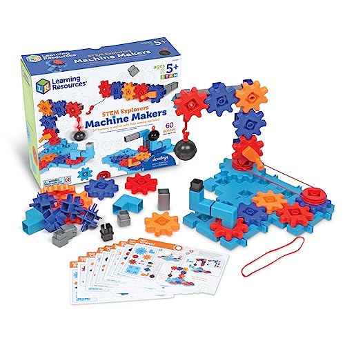 Learning Resources STEM Explorers™ Machine Makers, 60 Pieces, Ages 5+, STEM Toys, STEM Building Toys, STEM Kits, Engineering Toys, Build It Yourself Toys