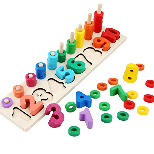 KangRuiZhe Wooden Count & Early Education Numbers - Childrens Montessori Maths Learning Toy