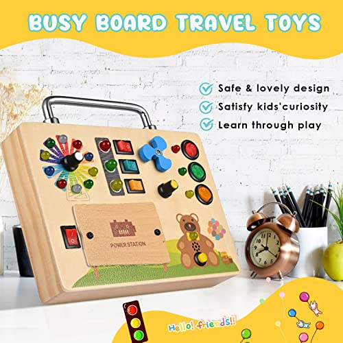 KKTECT Montessori Toys LED Busy Board 1 year old Color Awareness Board LED Light Switch Board Early Education Tools Sensory Board Toy Handmade Toy Gift Travel Toys for girls and boys (L)