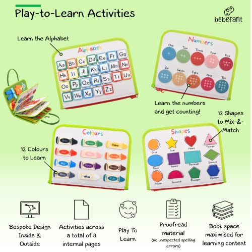 Busy Board for Toddlers & Kids - Learn life & fine motor skills – Preschool education travel toy – Montessori Toys for Boys Girls 2 3 4 5 6 year olds – Alphabet Numbers Shapes Colours & Board. Animals