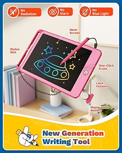 TEKFUN Kids Toys for 3+ Years Old Boys Girls Toddler, 8.5inch LCD Writing Tablet Erasable Drawing Tablet Writing Pads, Kids Travel Learning Toys Boys Girls Birthday Gifts Age 3 4 5 6 7 (Pink)