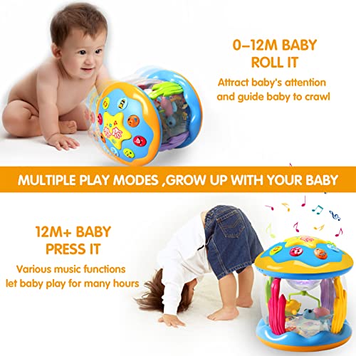 CAEGALKIMY Baby Musical Toys for 1 Year Old Boys Girls Ocean Rotating Projector Toys, Early Learning Education Toys 6 12 18 Months with Pacify Music/Light Present for Kids Toddler 1st Birthday Gifts