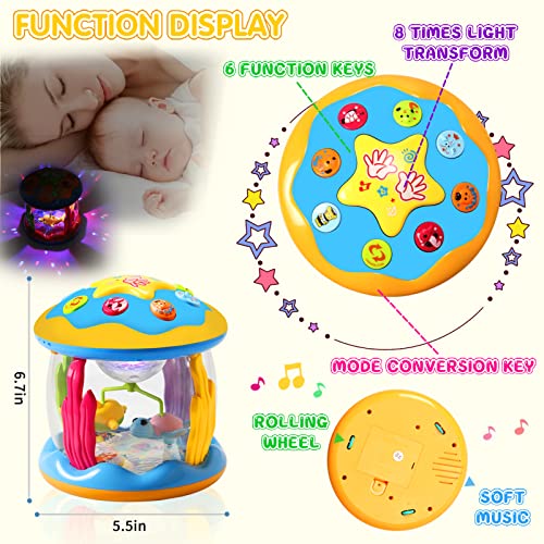 CAEGALKIMY Baby Musical Toys for 1 Year Old Boys Girls Ocean Rotating Projector Toys, Early Learning Education Toys 6 12 18 Months with Pacify Music/Light Present for Kids Toddler 1st Birthday Gifts