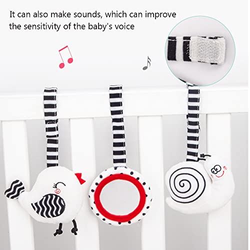 Hileyu Spiral Pram Hanging Toys for Babies,Black and White Pram Toys,Spiral Activity Hanging Toys Car Seat Toys,Wrap Around Crib Sensory Early Education Toys, Squeak Animal Plush Hanging Toys (Foxes)