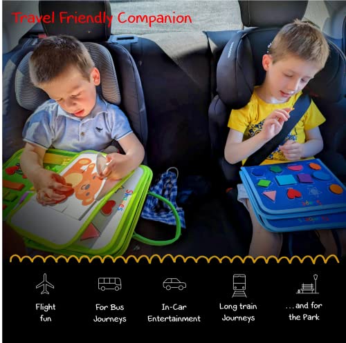Busy Board for Toddlers & Kids - Learn life & fine motor skills – Preschool education travel toy – Montessori Toys for Boys Girls 2 3 4 5 6 year olds – Alphabet Numbers Shapes Colours & Board. Animals