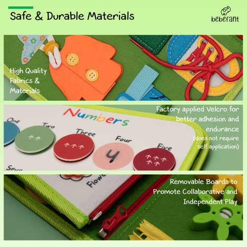 Busy Board for Toddlers & Kids - Learn life & fine motor skills – Preschool education travel toy – Montessori Toys for Boys Girls 2 3 4 5 6 year olds – Alphabet Numbers Shapes Colours & Board. Animals