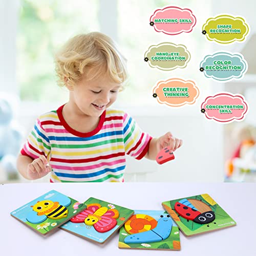 Toys for 1-Year-Old Boys Girls: Wooden Montessori Toys for 1 2 3 Year Olds Girls Toy Gifts 1st Birthday Gift Learning Educational Puzzles Jigsaw for 1-3 Year Old Toddler Toy Age 2-4 Baby Children