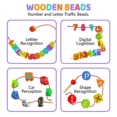 Toys for 2 3 4 Year Old Girls, Montessori Toys for 2 3 4 Year Old, Threading Toys for Toddler Age 2-4, Educational Learning Toys for Kids Fine Motor Skills , Gifts for 2-4 Year Old Girls, 75 PCS