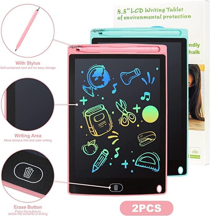 2 Pack LCD Writing Tablet | Doodle Scribbler Pad 8.5 inch Colorful Screen Drawing Board Learning Gift for Kids | Educational Toys for 3-6 Years Old Boys & Girls