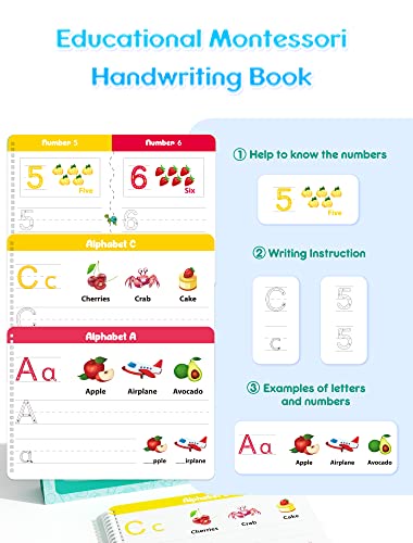 GUYUCOM Preschool Learning Activities Educational Book – Kindergarten Toddler Handwriting Practice Material, Montessori Game Toys for Kids