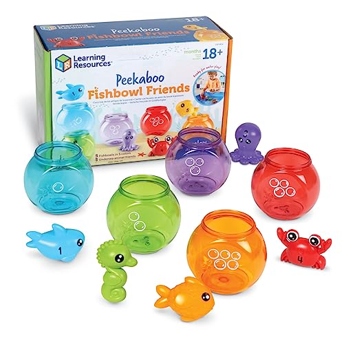Learning Resources Peekaboo Fishbowl Friends, 10 Pieces, Ages 18 Months+, Learning Toys, Baby Toys, Educational Toys, Fish Toys, Animal Toys, Bath Toys