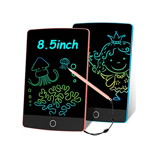 Topfree LCD Writing Tablet, 2 Pack Doodle Scribbler Pad, 8.5 inch LCD Colorful Writing Tablet Drawing Board Learning Gift for Kids, Educational Toys for 3-6 Years Old Boys & Girls