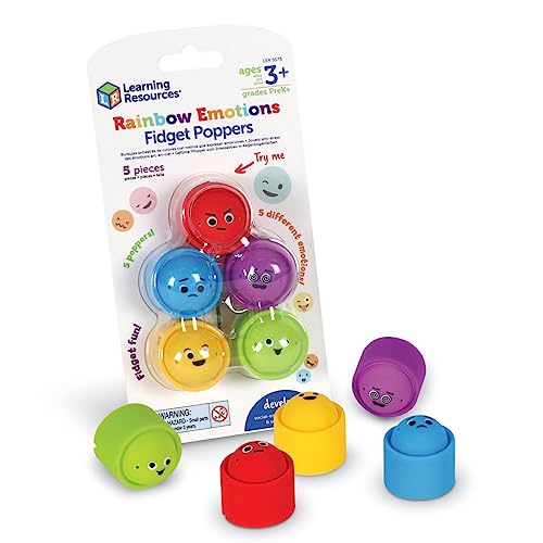 Learning Resources Rainbow Emotion Fidget Poppers, 5 Pieces, Ages 3+, Sensory Toys, Social-Emotional Learning, Sensory Toys for Toddlers, SEL Skills, Fine Motor Skills