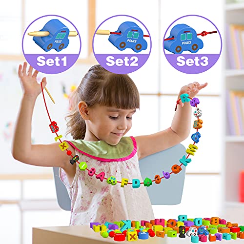 Toys for 2 3 4 Year Old Girls, Montessori Toys for 2 3 4 Year Old, Threading Toys for Toddler Age 2-4, Educational Learning Toys for Kids Fine Motor Skills , Gifts for 2-4 Year Old Girls, 75 PCS