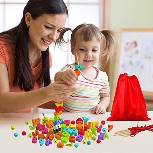 Toys for 2 3 4 Year Old Girls, Montessori Toys for 2 3 4 Year Old, Threading Toys for Toddler Age 2-4, Educational Learning Toys for Kids Fine Motor Skills , Gifts for 2-4 Year Old Girls, 75 PCS