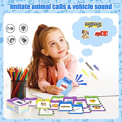 Topfree Talking Flash Cards,Educational Cognitive Toys for 2 3 4 5 6 Year Old Baby Boys Girls, Preschool Learning Reading Machine with 224 Words, Sensory Toys for Autism, Speech Therapy Toy