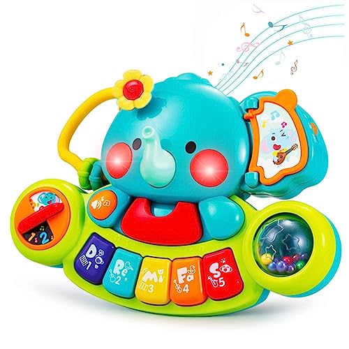 HOLA Baby Toys 6 Months Plus, Toys of Baby 12 Months, Musical Elephant Baby Piano Toys 6 12 18 Months, Interactive Early Learning Toys for 1 Year Old Girls Boys Gifts