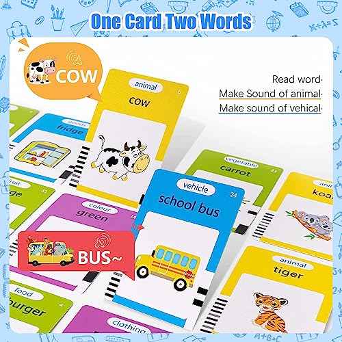 Topfree Talking Flash Cards,Educational Cognitive Toys for 2 3 4 5 6 Year Old Baby Boys Girls, Preschool Learning Reading Machine with 224 Words, Sensory Toys for Autism, Speech Therapy Toy