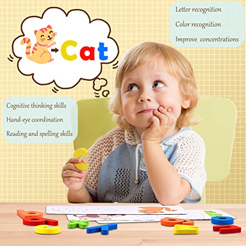 Qukir Spelling Games for 1 2 3 Year Olds, Alphabet Flash Cards Toys for 1-6 Year Old Girls Educational Toys for 2+ Year Olds Boys Kids Toys Age 2 3 4 5 6 Learning Games Spelling Words Matching Letter