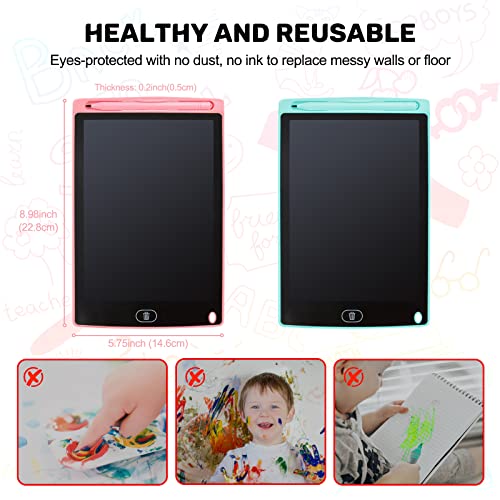 kogabanny 2 Pack LCD Writing Tablet, Doodle Scribbler Pad 8.5 inch Colorful Screen Drawing Board Learning Gift for Kids, Educational Toys for 3-6 Years Old Boys & Girls