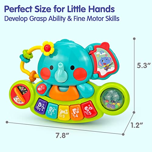 HOLA Baby Toys 6 Months Plus, Toys of Baby 12 Months, Musical Elephant Baby Piano Toys 6 12 18 Months, Interactive Early Learning Toys for 1 Year Old Girls Boys Gifts