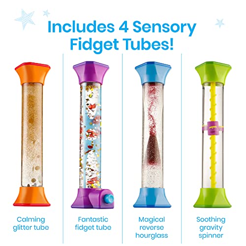 Learning Resources Sensory Fidget Tubes, Anxiety Relief Toy, Occupational Therapy Toys, Fidget Toys for Kids, Kids Sensory Toys for Sensory Play, Play Therapy Toys (Set of 4)
